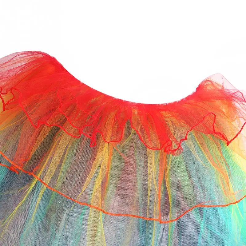 Радужный неоновый Raver Клубные вечерние нарядной юбкой средней длины частично суеты балет танцевальный костюм с оборками из ленты в виде галстука-бабочки и юбка