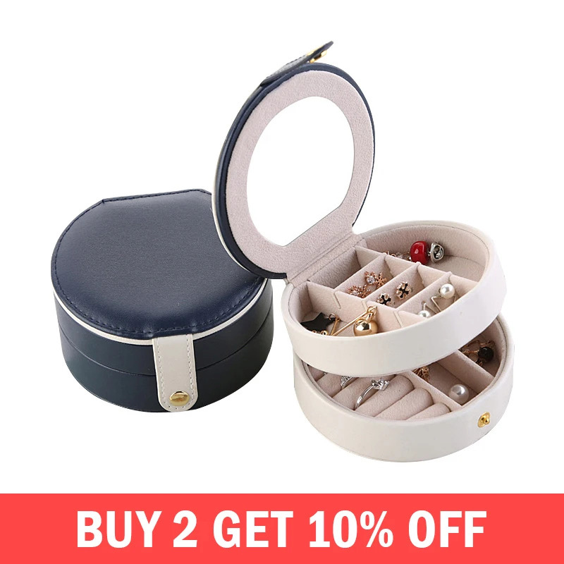 

Multi Layer Fashion Makeup Organizers Women Cosmetics Holder Case Necklace Jewelry Rings Display Boxes With Mirror Accessories