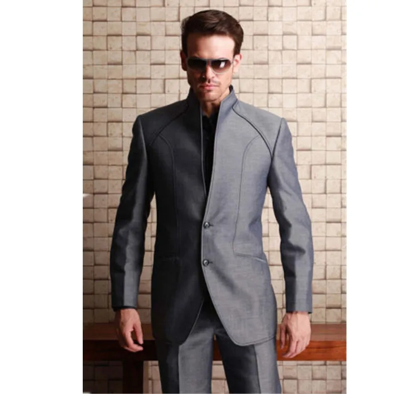 2-32 Classic high-quality men's suit gray stand-alone single-breasted groomsman dress and men prom dress (jacket + pants) custom made