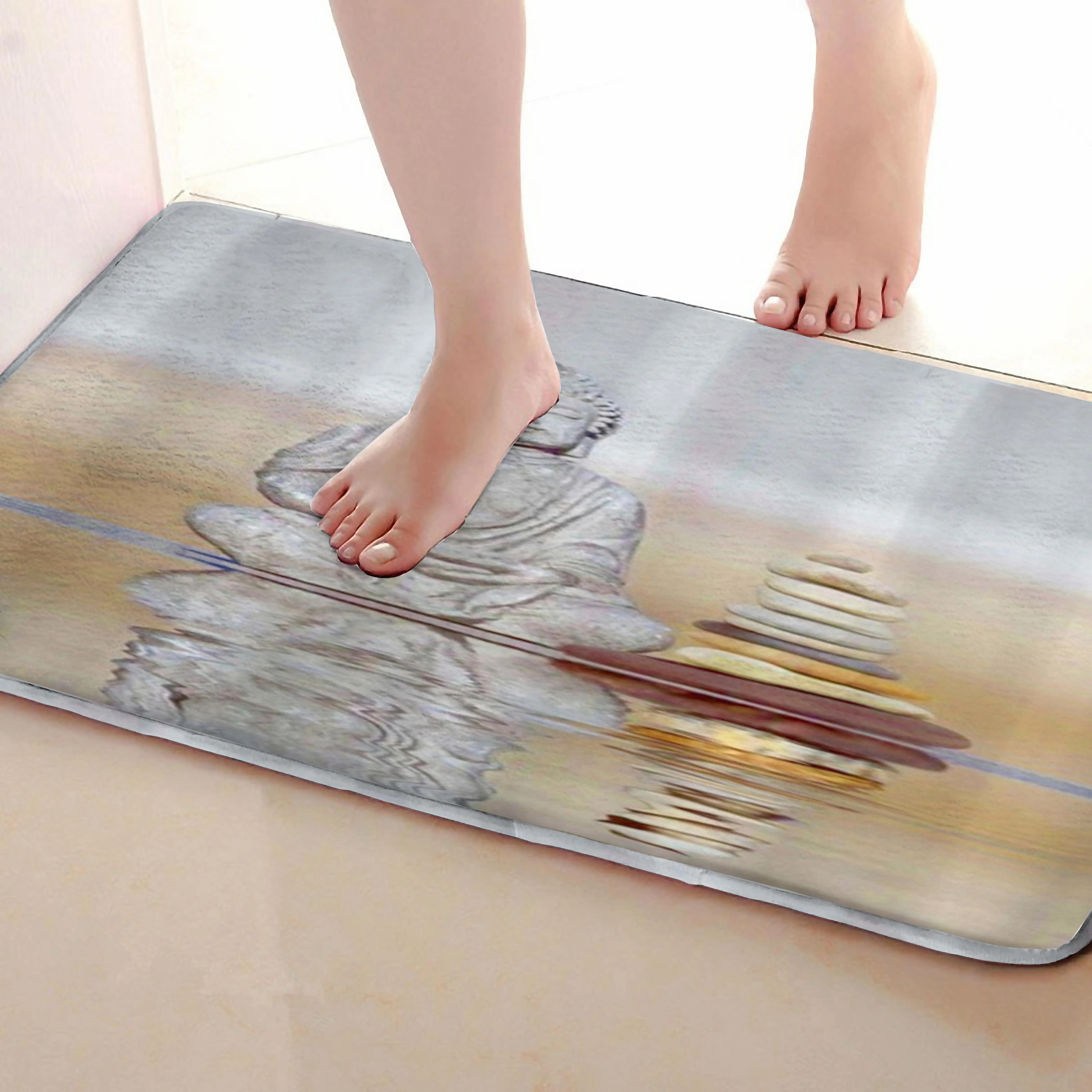 Гуаньинь Стиль Ванная комната коврик, забавные Нескользящие коврик для ванной, душ, Шторы s аксессуары, соответствующие вашему душ Шторы