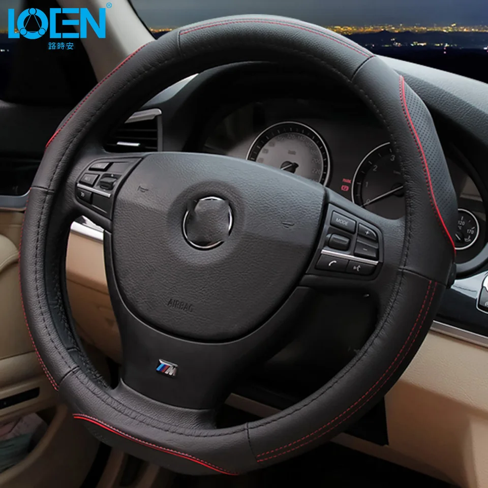 Auto Car Steering Wheel Cover Genuine Leather for Toyota Mercedes Peugeot BMW