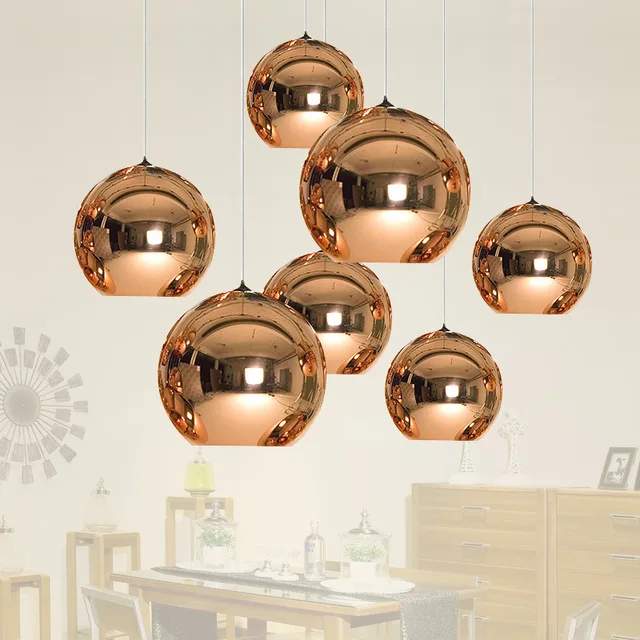 Modern Led Chrome Gold Copper Gl Globe Round Ball Pendant Lights Modern Led Chrome Gold Copper Gl Globe Round Ball Pendant Lights Hanging Lighting For Dining Room