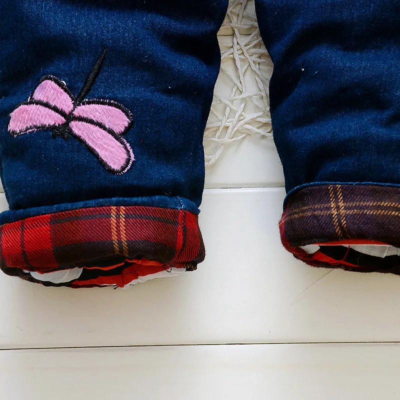 BibiCola, штаны для маленьких девочек весна-осень bebe для девочек стильная футболка с изображением персонажей видеоигр Штаны на подтяжках в ковбойском стиле для джинсовые штаны Младенцы джинсы