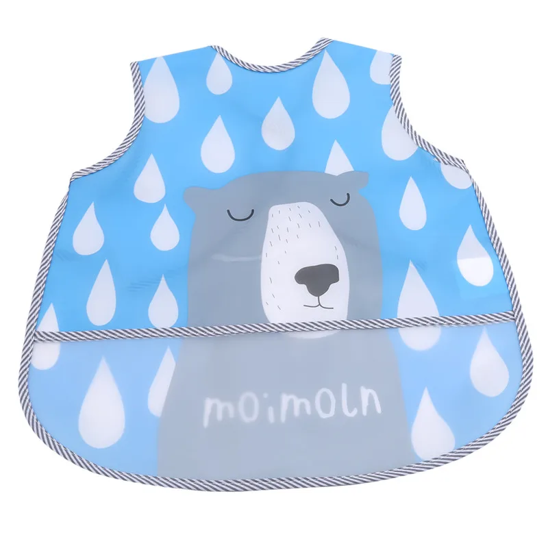 Blue bear Детский водонепроницаемый комбинезон с героями мультфильмов, противоскользящий комбинезон EVA, трехмерная одежда для еды, полотенце с карманами, г. Новая детская отрыжка, одежда - Цвет: Blue bear