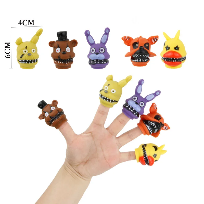 

5pcs/Set 4*6 cm Five Nights At Freddy's Finger Hand Toys Action Figure FNAF Chica Bonnie Foxy Freddy Anime Figures