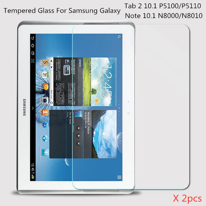 2 шт. закаленное стекло для защиты экрана Samsung Galaxy Tab 7. 0 P5100 P5110 Note 9. N8000 N8010 Защитная