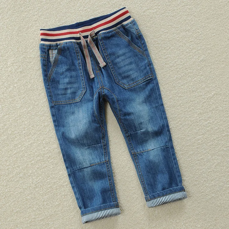 

New Fashion Jeans Long trousers for Baby boys Toddler Flanged 100% Cotton Denim Pants Blue 2T 3T 4 5 6 7 8 9 10T Years