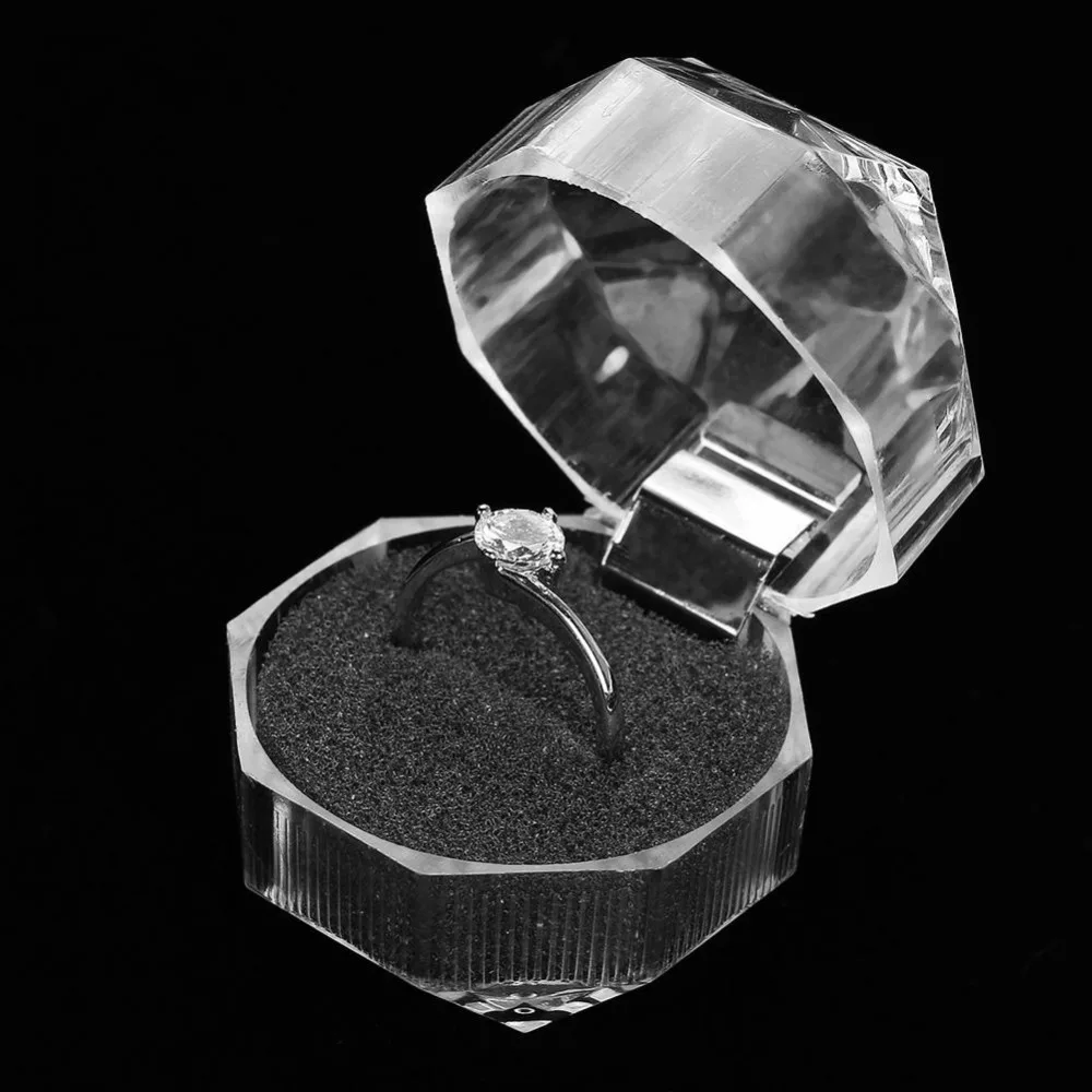 

10Pcs Acrylic Crystal Ring Storage Box Display Case Transparent New Year Jewelry Boxes And Packaging Gift Container Holder
