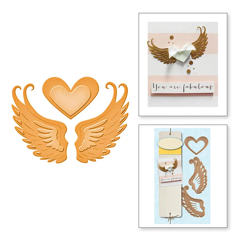 

YaMinSanNiO Wings Dies Scrapbooking Metal Cutting Dies for Card Making Heart Die Cuts Craft DIY Embossing Hot New 2019 Arrival