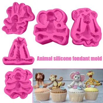 

Silicone Mold Fondant Chocolate Soap Moulds Cartoon Animal Candy Cake Molds Embossed Sugar DIY Kids Birthday Party Decoration
