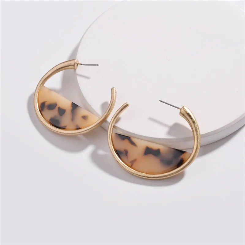 wing yuk tak Vintage Golden Leopard Hoop Earrings Fashion Woman Round Tortoiseshell Earrings Hot Sales Jewelry - Окраска металла: A