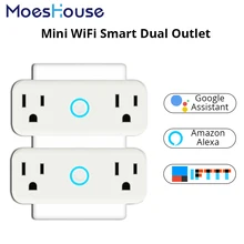 Мини WiFi умная розетка стандарт США Двойной выход настенный переключатель разъем работает с Amazon Alexa и Google Home