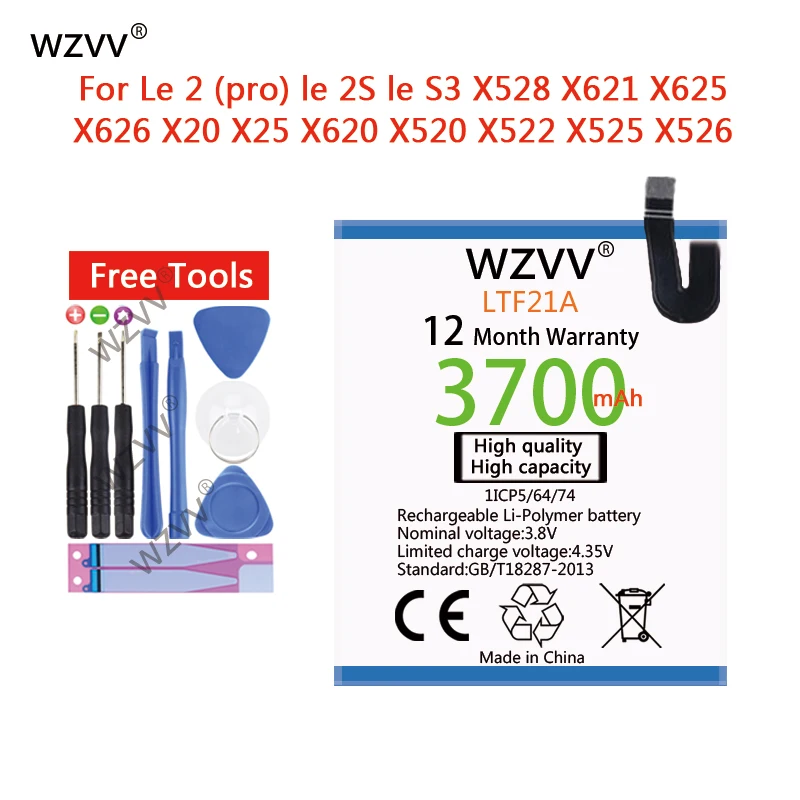 Wzvv 3700mAh LTF21A Аккумулятор для Letv LeEco Le 2 Le2 Pro X620 X626 &amp S3 LeS3 X526 X527 литий-ионные