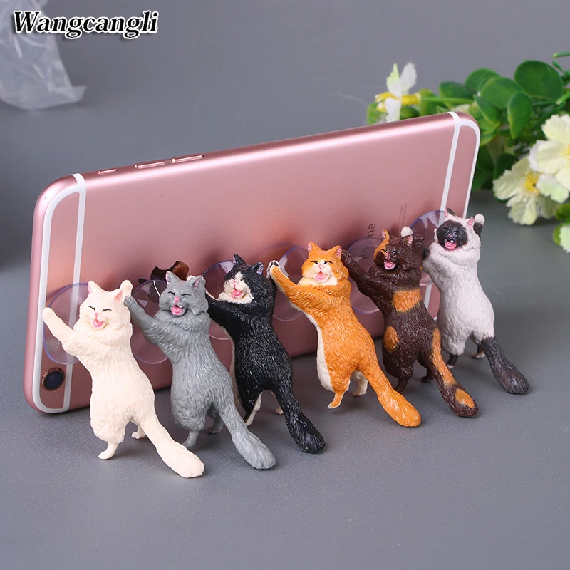 

Universal cat cute sucker phone holder lazy desktop mobile stand mobile for iPhone6 7 X holder for your mobile phone wangcangli