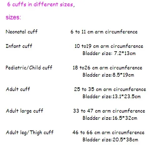 6 размеров манжеты Монитор артериального давления манжета Для CONTEC 08A/08C и монитор пациента