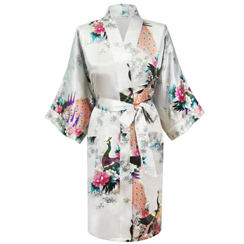 

Silk Satin Wedding Bride Bridesmaid Robe Floral Bathrobe Kimono Robe Night Robe Bath Robe Fashion Dressing Gown For Women 010409