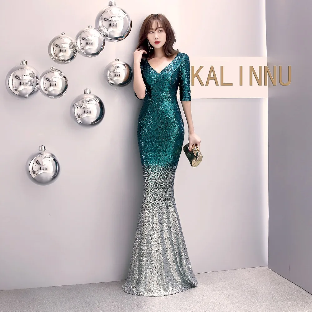 Dress Summer with Sequin Woman Half Sleeve V Neck Mermaid Luxury Long Dress Women Sexy Night Club Party Maxi Ladies Dresses (12)