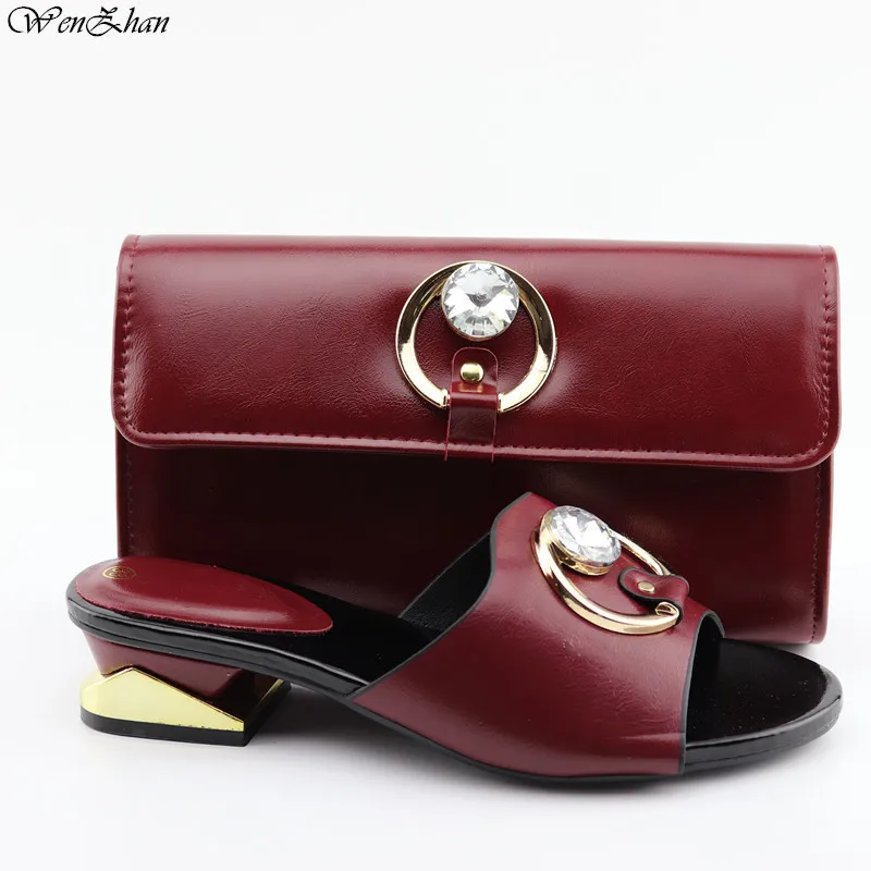 

Latest Wine African Shoes And Bag Set For Party Good Quality Italian Shoes And Bags To Match Women 38-42 C96-15