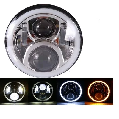 1X7 дюймов светодиодный головной светильник H4 Hi/Low Beam DRL налобный фонарь с поворотником halo светильник для jeep JK Niva VAZ внедорожный Lada 4x4 мотоцикл - Цвет: 1pcs 50W halo chrome
