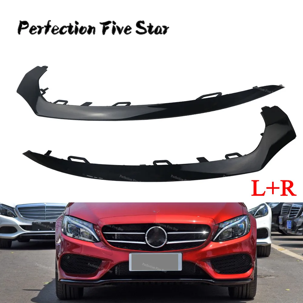 2058852500 2058852600 Pair Black Front Bumper Lower Chrome Molding Trim