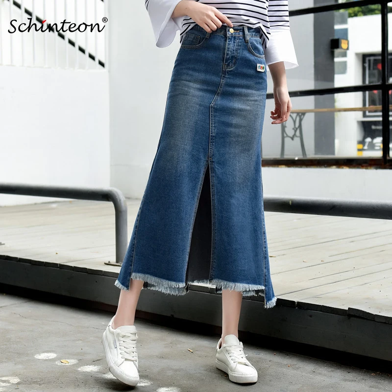 Plus Size New Women Denim Trumpet Mermaid Skirt Spring Autumn Jeans ...