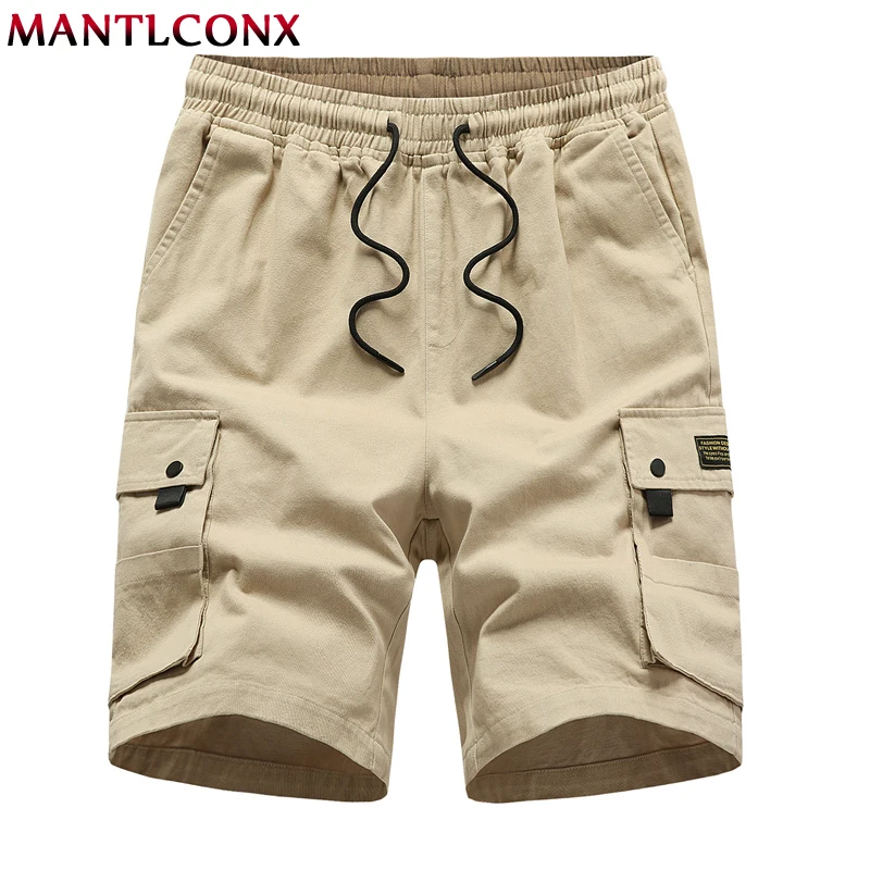 

MANTLCONX 2019 Newest Summer Casual Shorts Men Cotton Cargo Shorts Homme Beach Shorts Plus Size M-5XL Elastic Short Pants Male