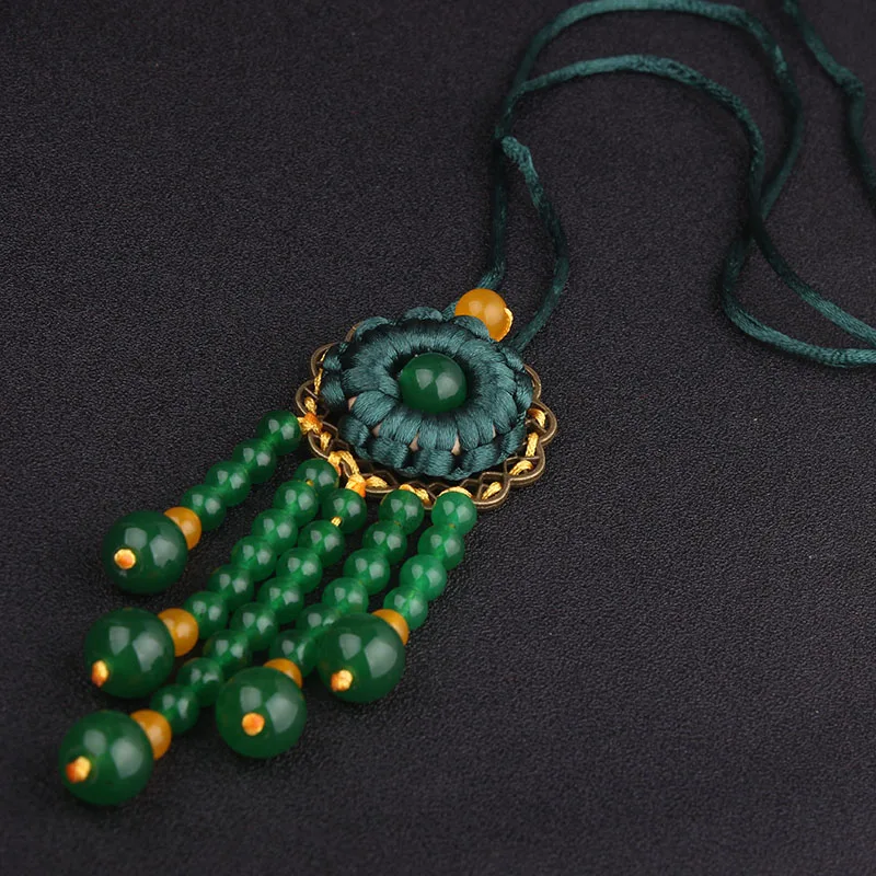 Модные Этнические Зеленый Хризопраз длинные taeel подвески, колье, ювелирные изделия, ручной зеленый камень Vintgae колье-ошейник