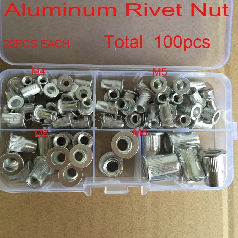 Rivet Nut kits insert nut kit 100pcs/lot 25pcs each M4 M5 M6 M8