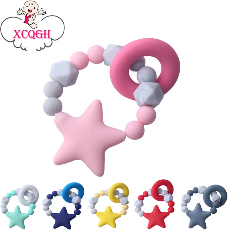 XCQGH пищевой силиконовый Прорезыватель для зубов, игрушка-погремушка для кормления, силиконовая звезда, жевательная игрушка для новорожденных, детские товары