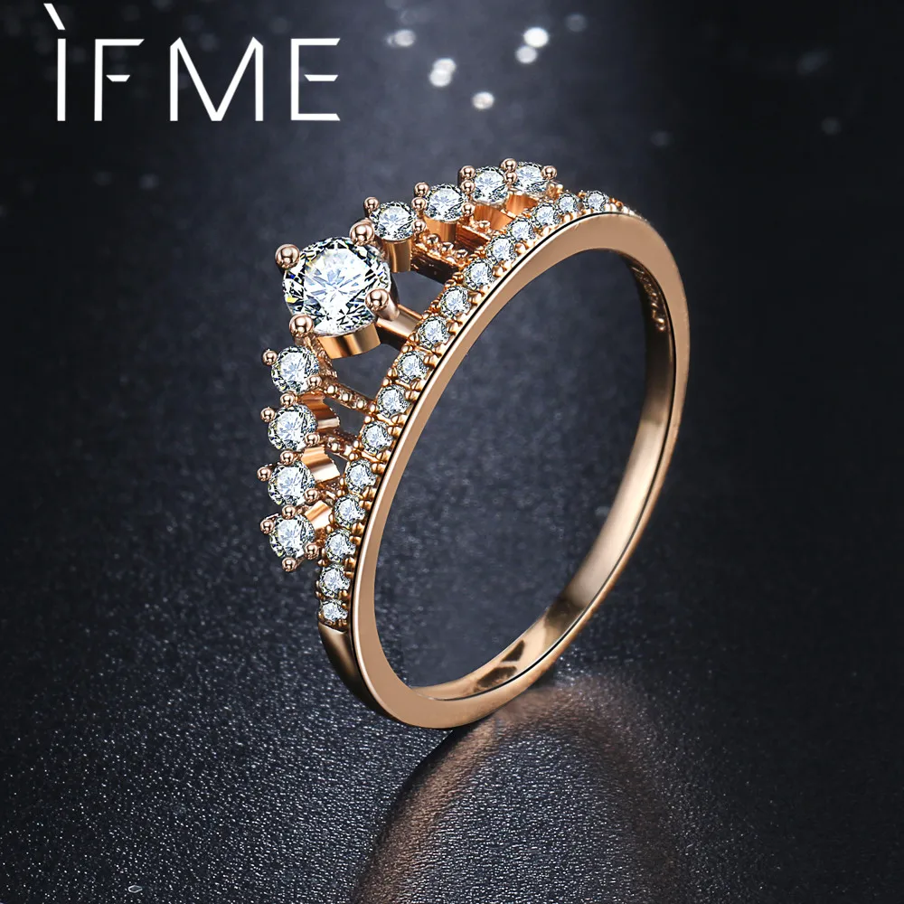 

IF ME Fashion Crown Rings for Women Gold And Silver Color Engagement Wedding Band Ring Cubic Zirconia Rings Anillos Jewelry