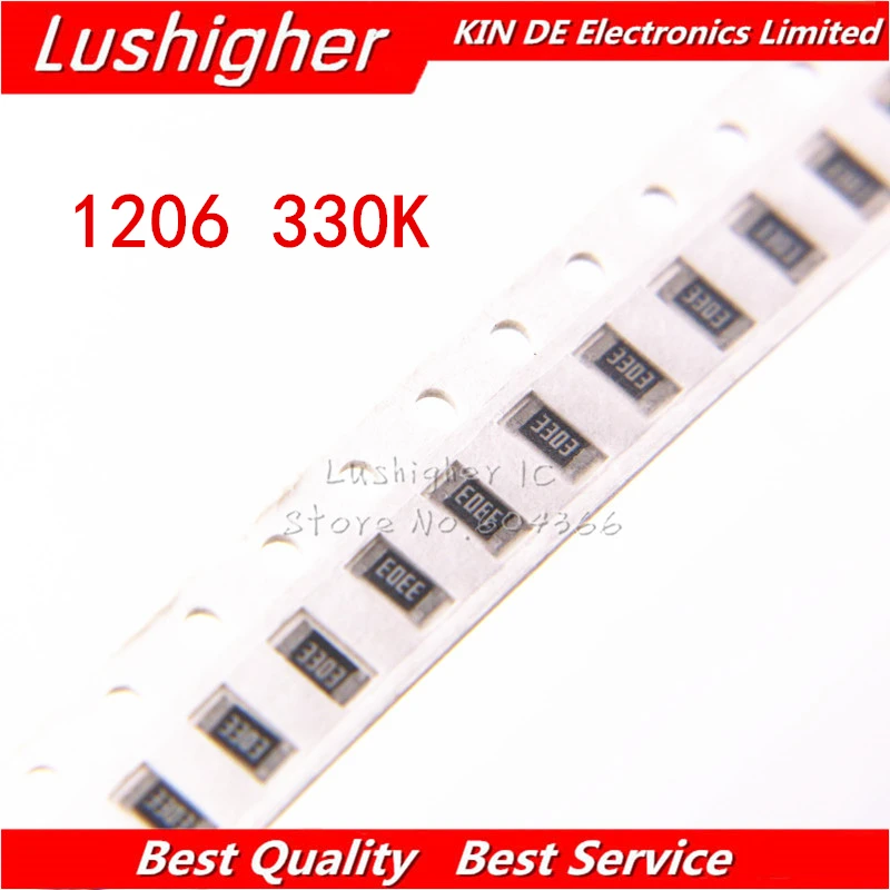 100 шт. 1206 SMD резистор 5% 330 к ом 3303 334 330 ком Бесплатная доставка