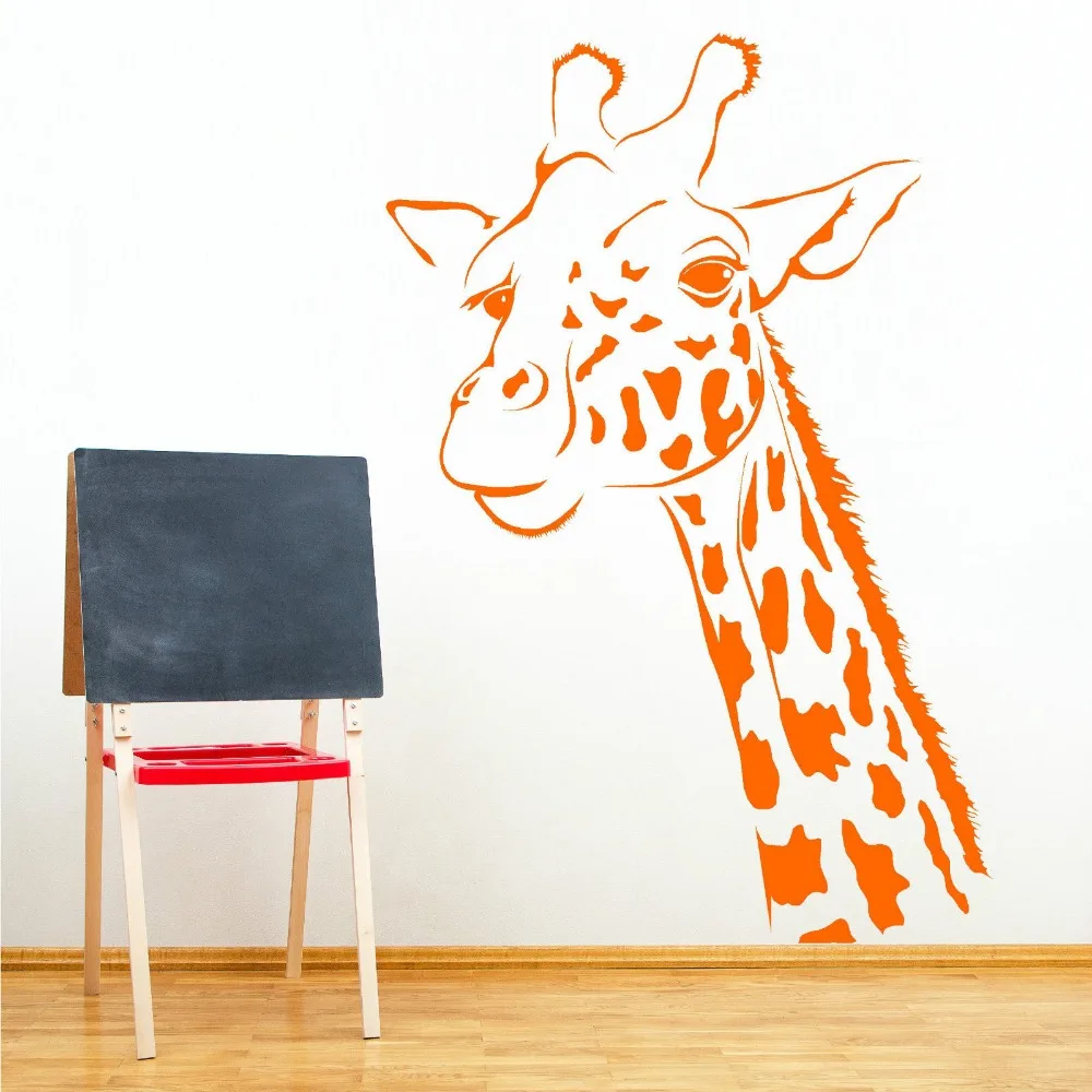 Большая голова жирафа Наклейка на стену для детской комнаты африканская длинная шея Forelegs животное Наклейка на стену парк спальня гостиная винил