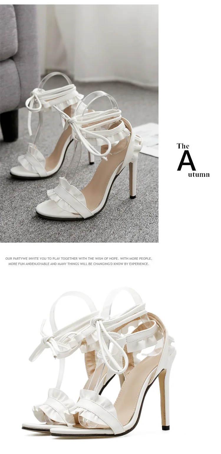 Женские босоножки высокого качества, пикантная обувь на высоком каблуке, белые женские туфли-лодочки, босоножки на грубом каблуке 11,5 см, большие размеры 43, PB-19