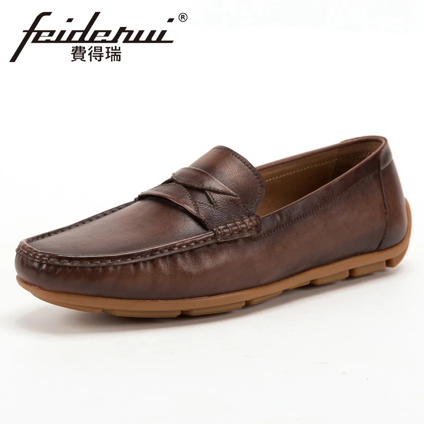 

New Arrival Men's Comfortable Loafers Round Toe Slip on Moccasin Man Footwear Genuine Leather Casual Driving Flat Shoes KUD255