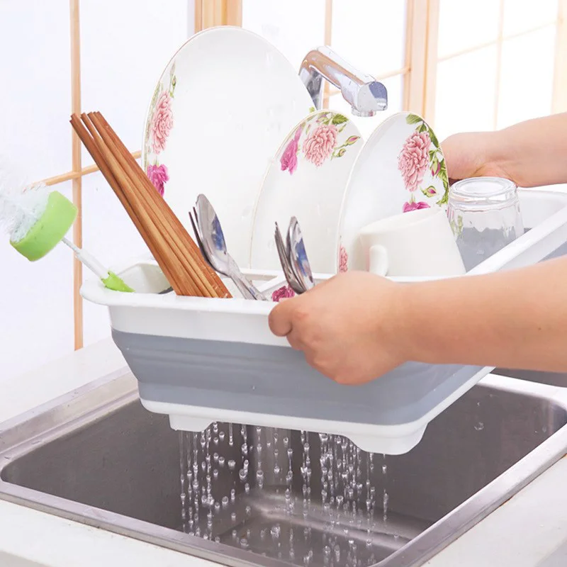 

Hot Multifunctional Draining Rack Bowl Tableware Plate Foldable Storage Holder for Kitchen XJS789