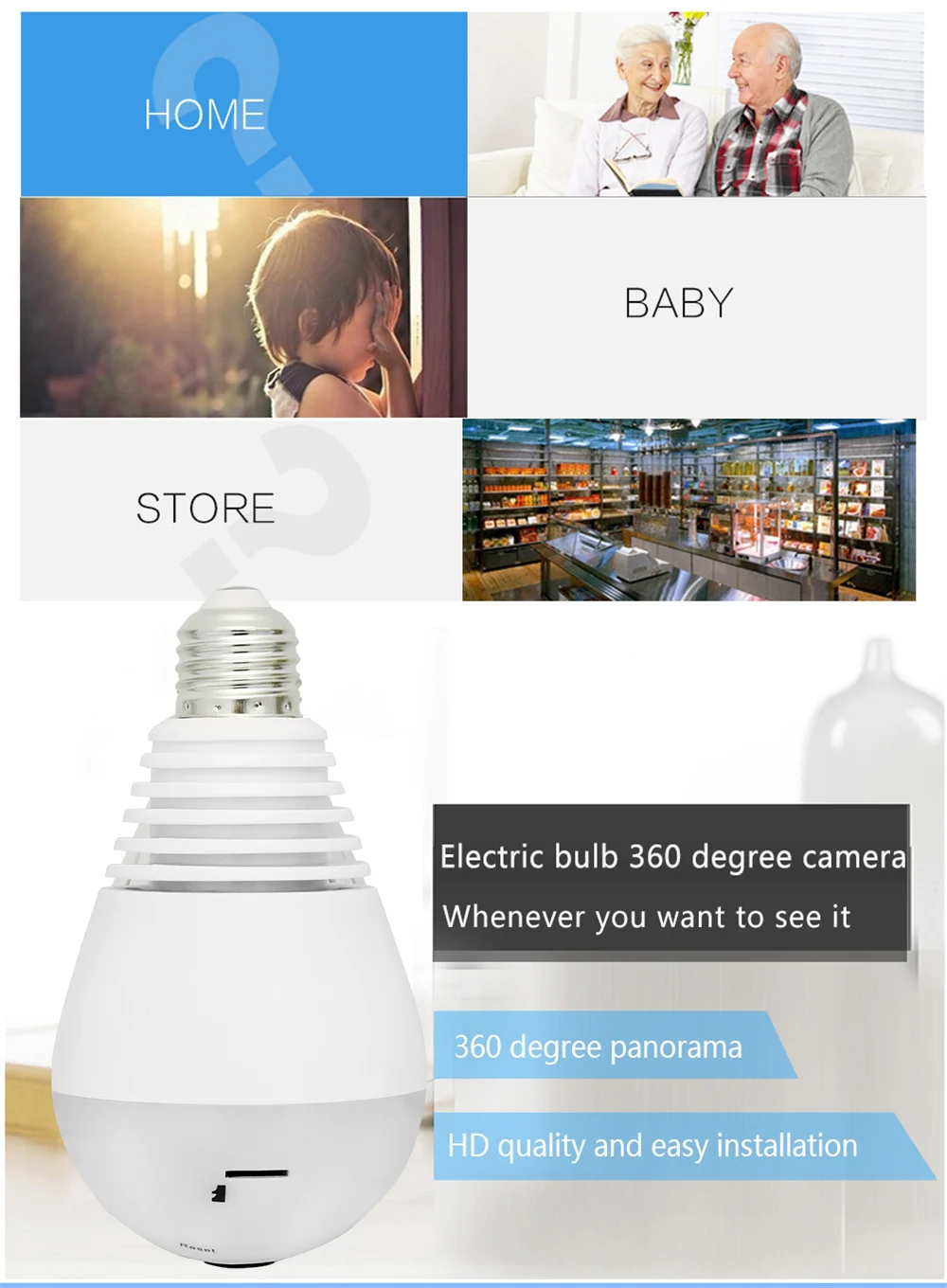 Wistino 960P Wireless VR Panoramic IP Camera Bulb Light Wifi FishEye 360 degree CCTV Surveillance Security Monitor Comone 1 (4)