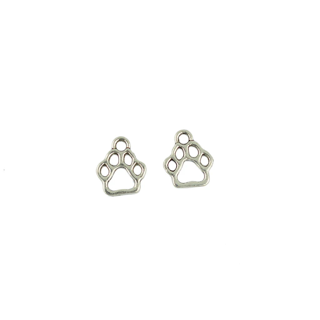 100pcs Lovely Filigree Puppy Paw Charms Dog Print Pendant fashion Jewelry DIY Findings Making Craft -Antique Silver 
