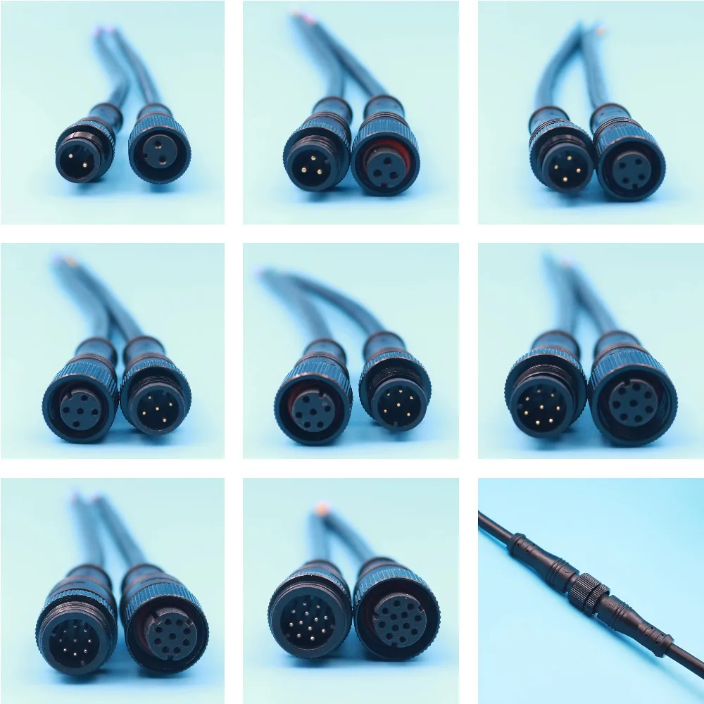 

Free Shipping 2Pairs 2 3 4 5 6 8 9 12 Pin Waterproof Black Cable Wire Connectors IP68 Aviation Contact