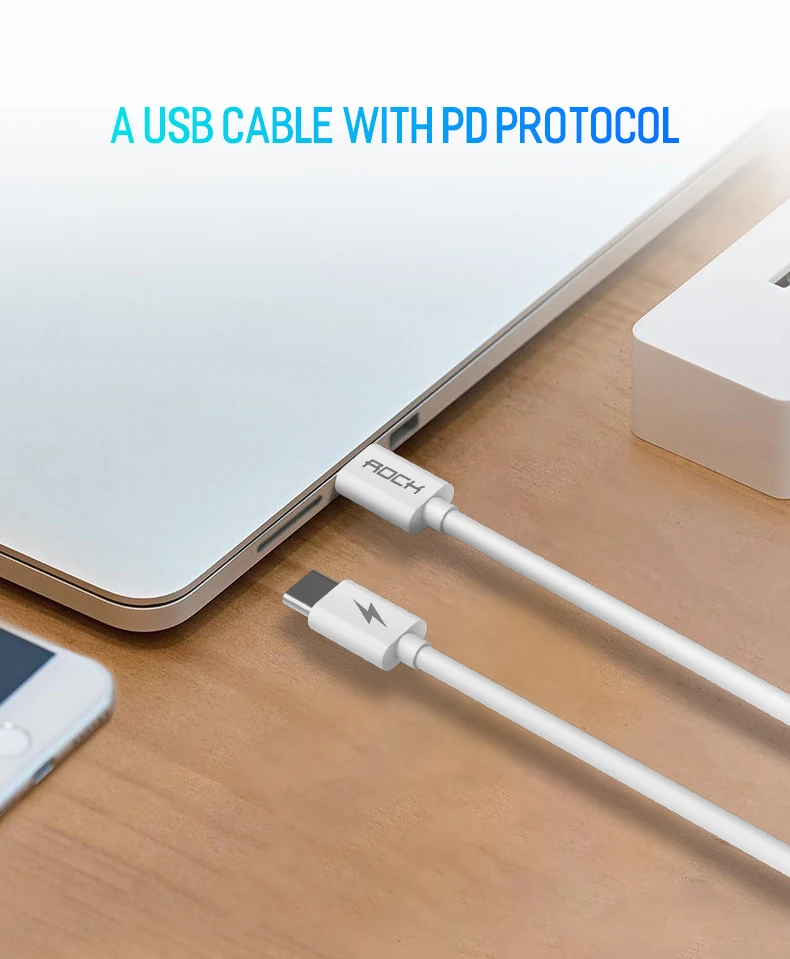 ROCK PD 3A usb type C USB-C кабель для samsung huawei OnePlus 6t 6 5 для iPad Pro для Macbook 60 Вт QC 4,0 type C кабель