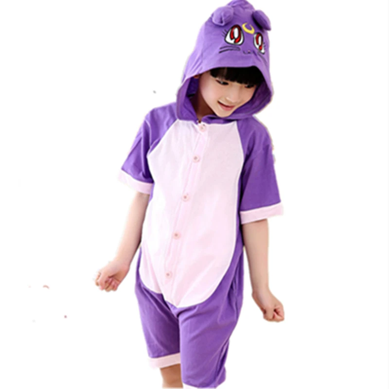 Sailor Mon Luna cat Cosplay Summer Jumpsuit Short Sleeve Animal Diana Purple Cat Pajamas Pyjamas Onesie Children Kids Sleepwear Sailor Mon Luna cat Cosplay Summer Jumpsuit Short Sleeve Animal Diana Purple Cat Pajamas Pyjamas Onesie Children Kids Sleepwear