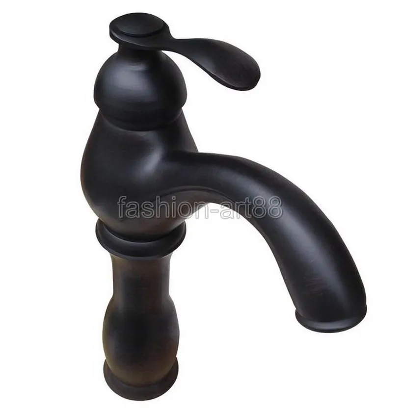 Black Oil Rubbed Bronze Single Lever Handle Single Hole Bathroom Vessel Sink Basin Faucet Mixer Water Tap anf332