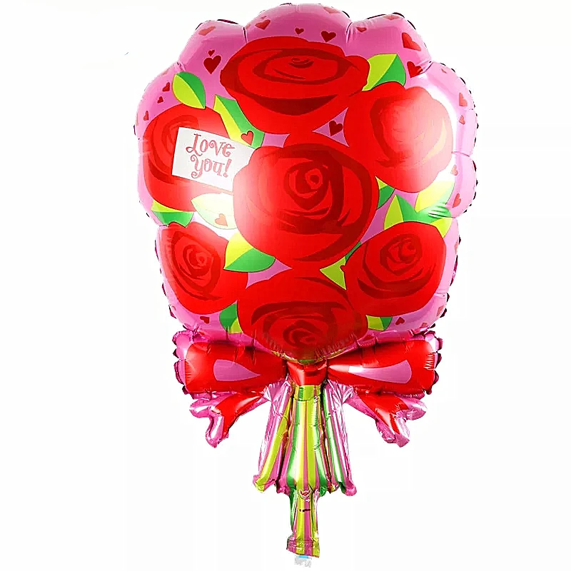 

1pc LArge Flower Foil Balloon Aluminium Foil Ballon Party Supplies Romantic Rose Bouquet Mylar Ballons for Engagement Wedding