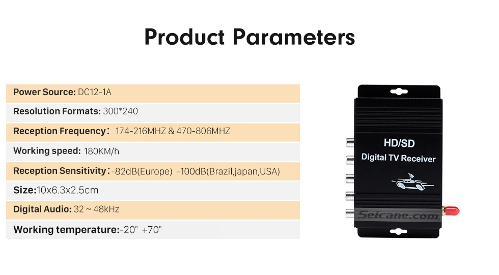 Seicane ТВ приемник Высокая чувствительность ISDB-T мобильный цифровой ТВ приемник MPEG-4 AVC/H.264 видео формат MPEG2-AAC/ACC-SBR