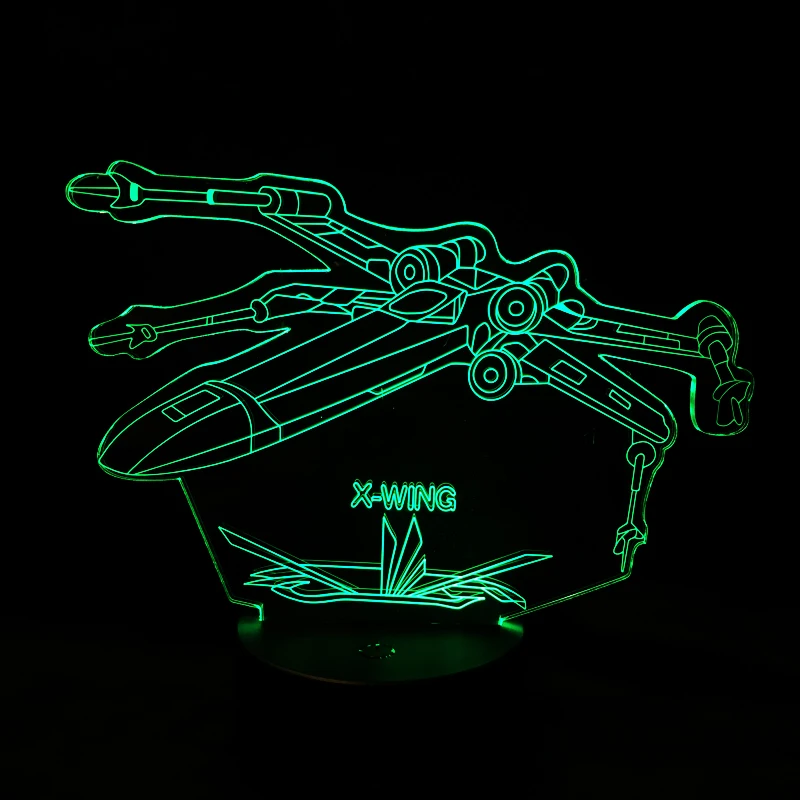 3d Illusion Lamp Star Wars 3D X-Wing Fighte Novelty Night Light Beside Lamp with 7 Color Change,Smart Touch Base,DropShipping