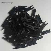 Набор из 25 черный Однотонные мини колышки Примечание Зажимы-расписные деревянные одежда Шпильки-Аксессуары