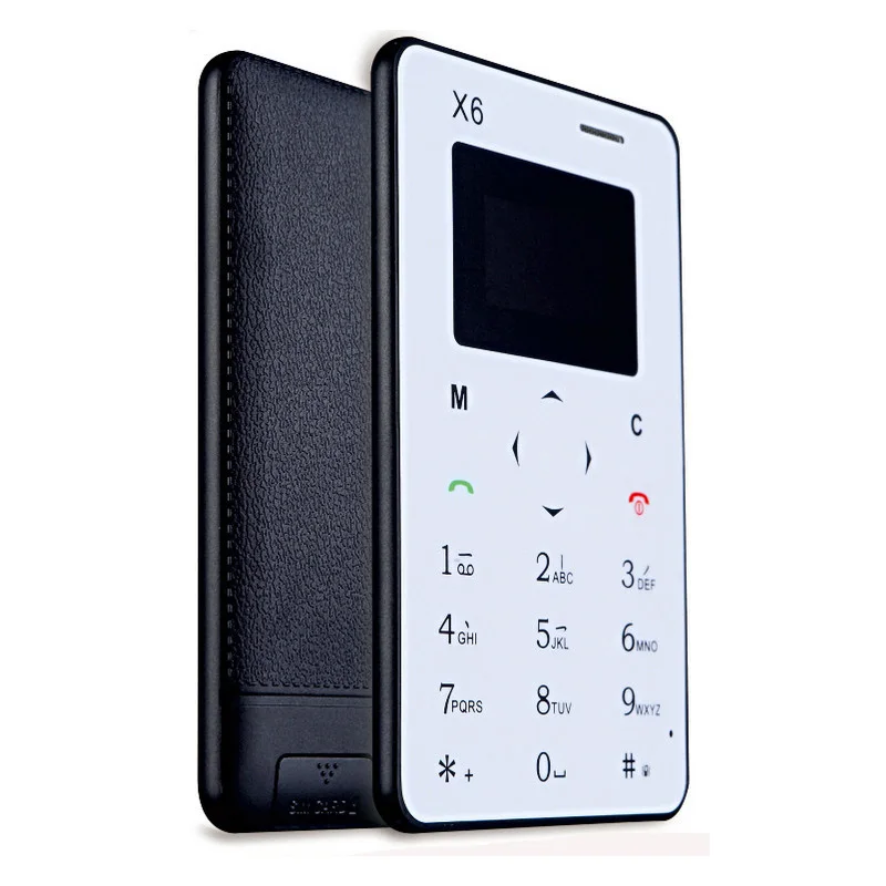 AIEK X6 Ultra Thin Card Phone Mini Phone English Arabic Russian Keyboard Low Radiation Mini Pocket
