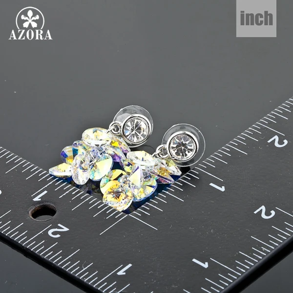 AZORA Gorgeous White Gold Color Gradual Change Stellux Austrian Crystal Water Drop Drop Earrings TE0039