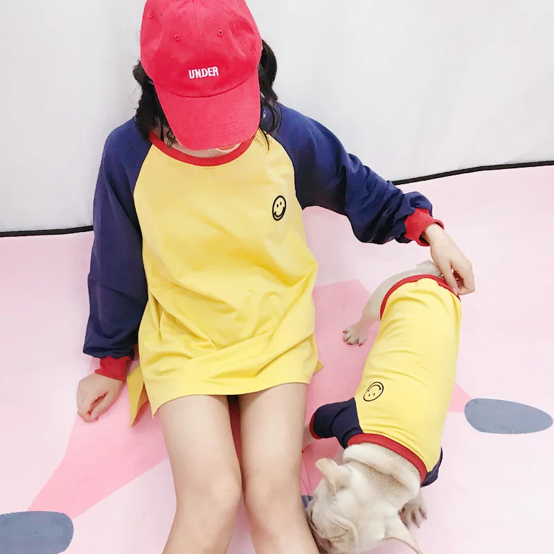 

Contrast Color Family Parent-Child Clothes For Dog Pet Cat Pitbull Dog Coat Jacket Hoodie Shirt For Women Dog Costume Outfits