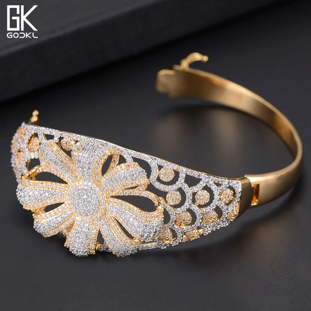 GODKI Luxury Cubic Zircon Crystal CZ Jewelry Sets For Women Wedding African Bridal Bangle Ring Set aretes de mujer modernos 2018