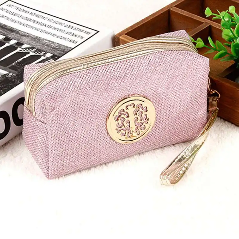 

fashion lady cosmetic bag solid color storage travel cosmetics handbag sequins cosmetic bag handbag